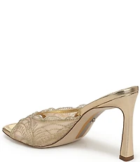 Sam Edelman Iva Metallic Embroidered Lace Dress Slide Sandals