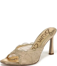 Sam Edelman Iva Metallic Embroidered Lace Dress Slide Sandals