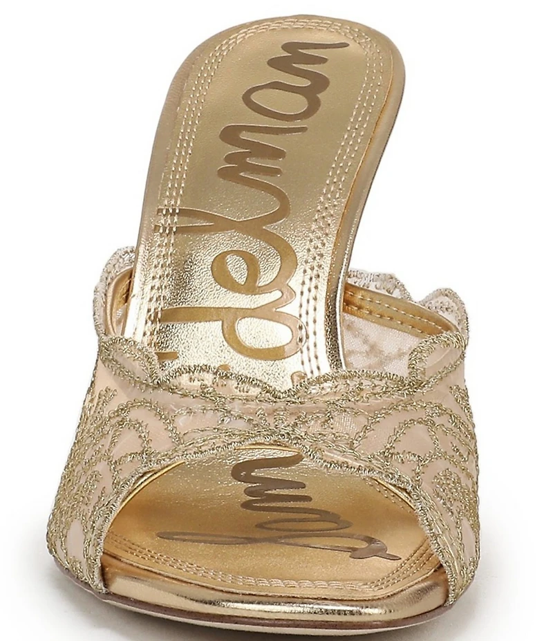 Sam Edelman Iva Metallic Embroidered Lace Dress Slide Sandals
