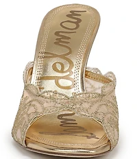 Sam Edelman Iva Metallic Embroidered Lace Dress Slide Sandals