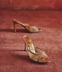 Sam Edelman Iva Metallic Embroidered Lace Dress Slide Sandals