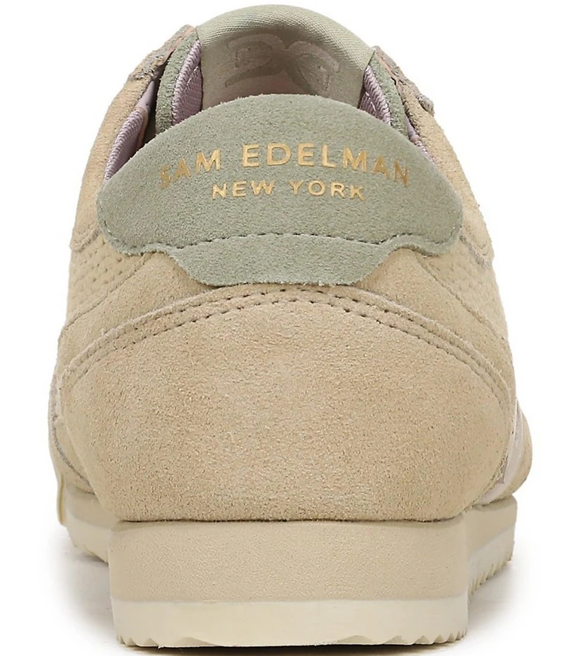 Sam Edelman Ivey Crochet Mesh Suede Double-E Logo Lace Up Sneakers