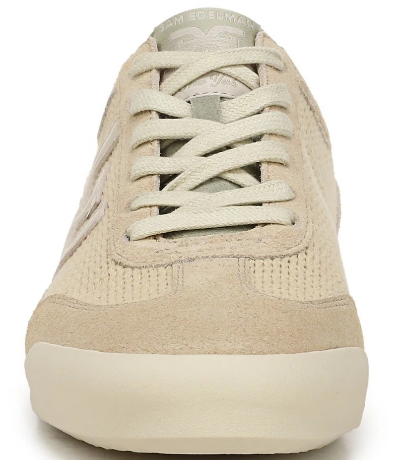 Sam Edelman Ivey Crochet Mesh Suede Double-E Logo Lace Up Sneakers