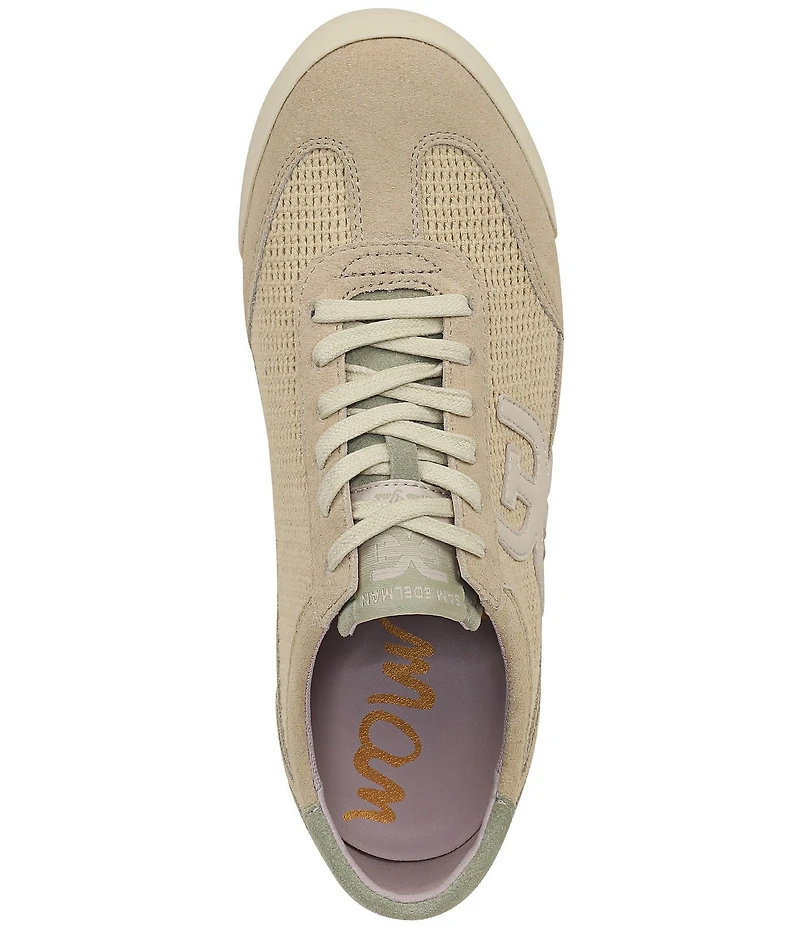 Sam Edelman Ivey Crochet Mesh Suede Double-E Logo Lace Up Sneakers