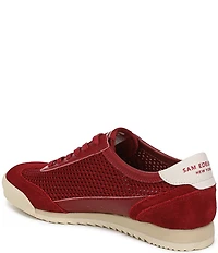 Sam Edelman Ivey Mesh and Suede Double-E Logo Lace Up Sneakers