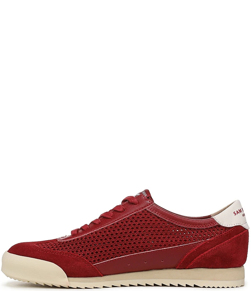 Sam Edelman Ivey Mesh and Suede Double-E Logo Lace Up Sneakers