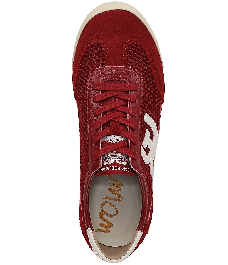 Sam Edelman Ivey Mesh and Suede Double-E Logo Lace Up Sneakers