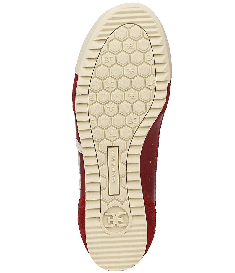 Sam Edelman Ivey Mesh and Suede Double-E Logo Lace Up Sneakers