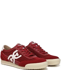 Sam Edelman Ivey Mesh and Suede Double-E Logo Lace Up Sneakers