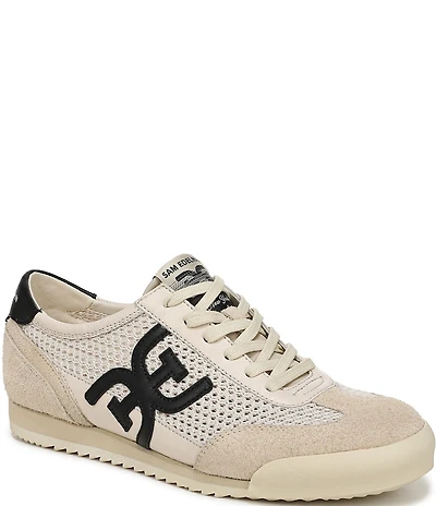 Sam Edelman Ivey Mesh and Suede Double-E Logo Lace Up Sneakers