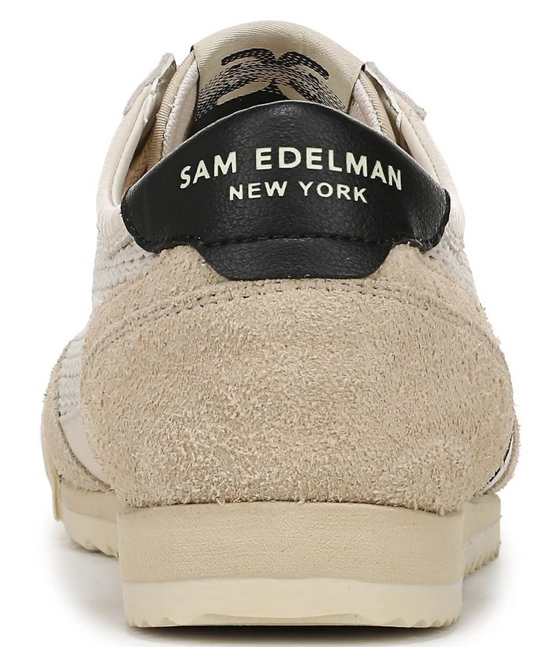 Sam Edelman Ivey Mesh and Suede Double-E Logo Lace Up Sneakers