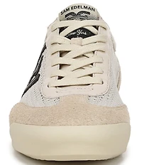Sam Edelman Ivey Mesh and Suede Double-E Logo Lace Up Sneakers