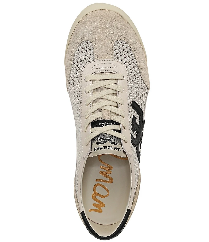 Sam Edelman Ivey Mesh and Suede Double-E Logo Lace Up Sneakers