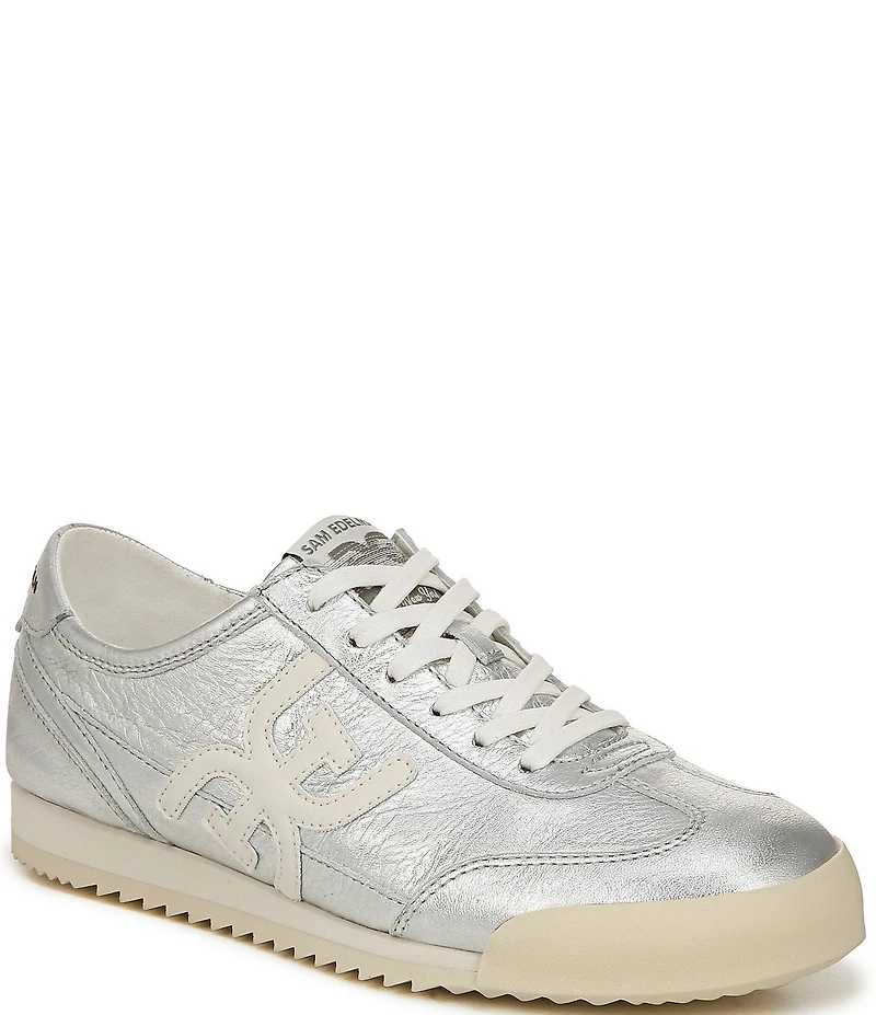 Sam Edelman Ivey Metallic Double-E Logo Lace-Up Sneakers