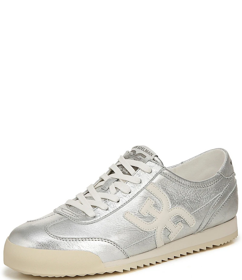 Sam Edelman Ivey Metallic Double-E Logo Lace-Up Sneakers