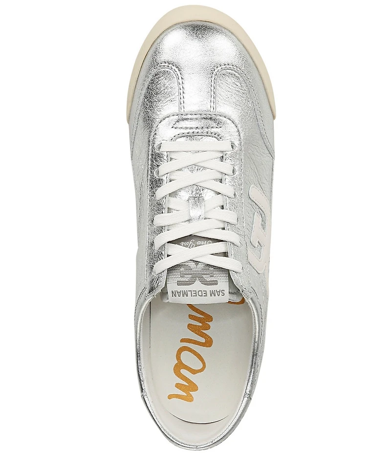 Sam Edelman Ivey Metallic Double-E Logo Lace-Up Sneakers