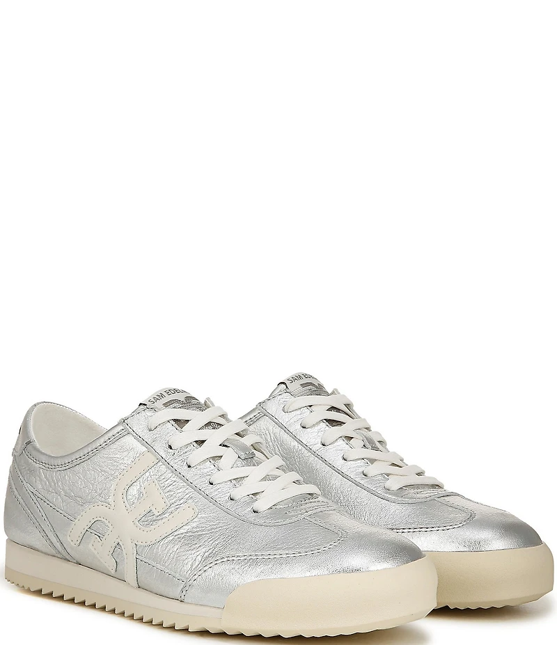 Sam Edelman Ivey Metallic Double-E Logo Lace-Up Sneakers