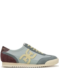 Sam Edelman Ivey Fabric and Suede Double-E Logo Lace Up Sneakers