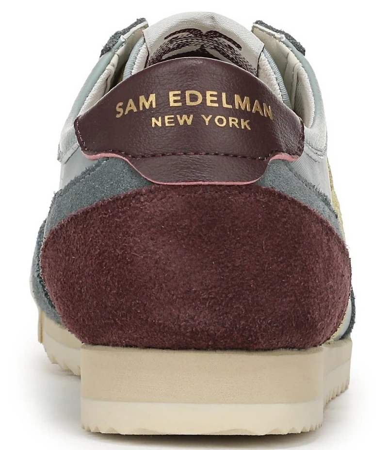 Sam Edelman Ivey Fabric and Suede Double-E Logo Lace Up Sneakers