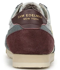 Sam Edelman Ivey Fabric and Suede Double-E Logo Lace Up Sneakers