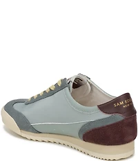 Sam Edelman Ivey Fabric and Suede Double-E Logo Lace Up Sneakers