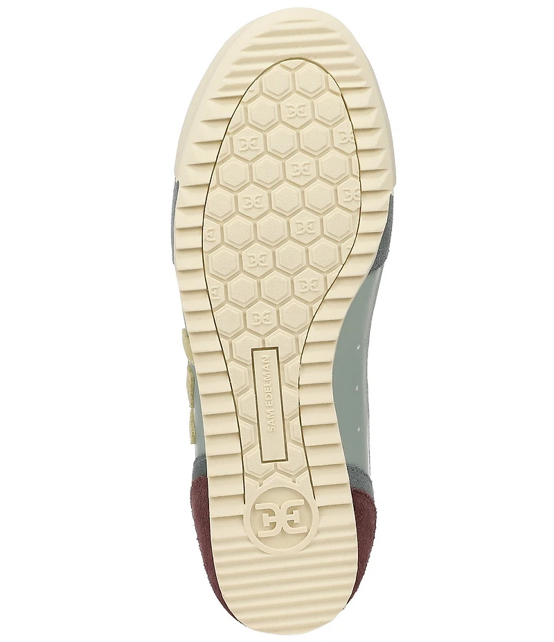 Sam Edelman Ivey Fabric and Suede Double-E Logo Lace Up Sneakers