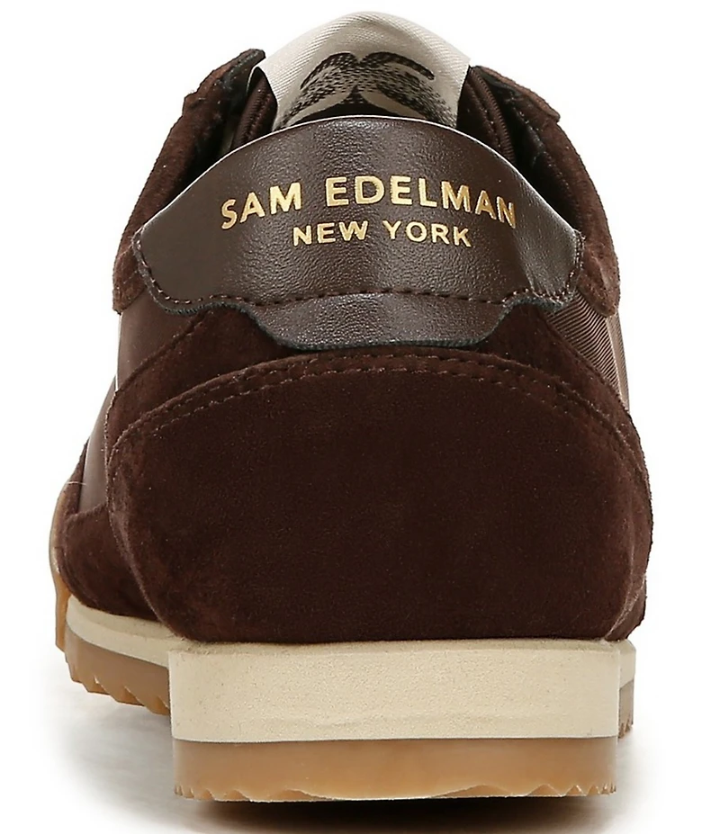 Sam Edelman Ivey Fabric and Suede Double-E Logo Lace Up Sneakers
