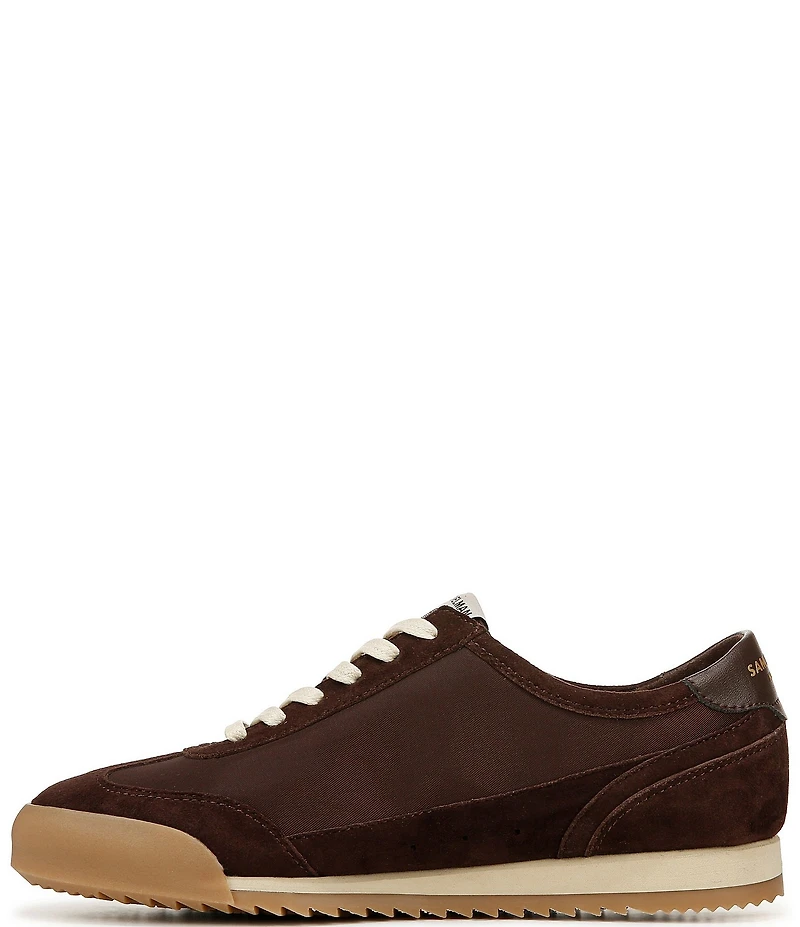Sam Edelman Ivey Fabric and Suede Double-E Logo Lace Up Sneakers