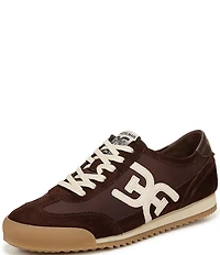 Sam Edelman Ivey Fabric and Suede Double-E Logo Lace Up Sneakers