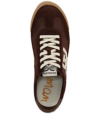 Sam Edelman Ivey Fabric and Suede Double-E Logo Lace Up Sneakers