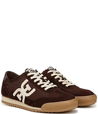 Sam Edelman Ivey Fabric and Suede Double-E Logo Lace Up Sneakers