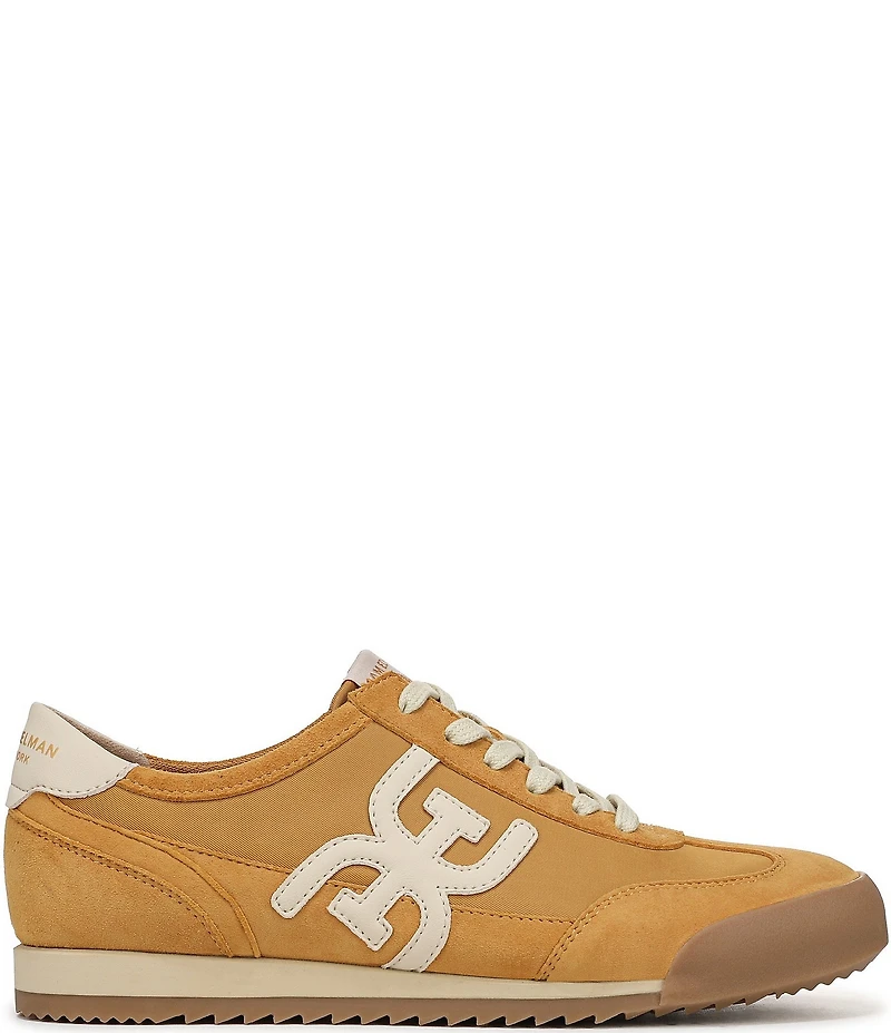 Sam Edelman Ivey Fabric and Suede Double-E Logo Lace Up Sneakers