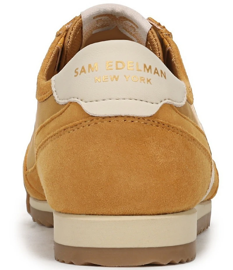 Sam Edelman Ivey Fabric and Suede Double-E Logo Lace Up Sneakers
