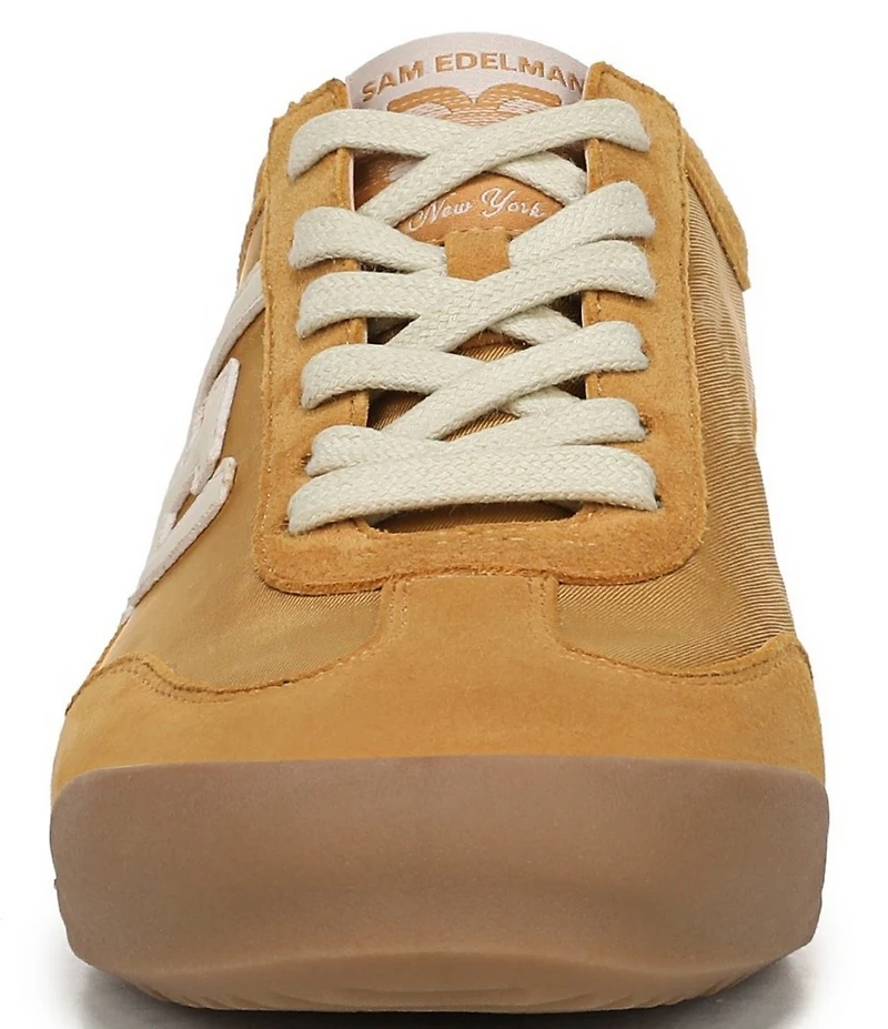 Sam Edelman Ivey Fabric and Suede Double-E Logo Lace Up Sneakers