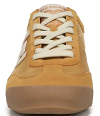 Sam Edelman Ivey Fabric and Suede Double-E Logo Lace Up Sneakers