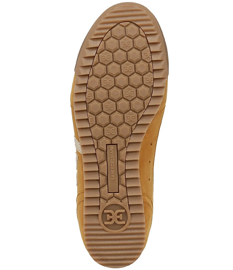 Sam Edelman Ivey Fabric and Suede Double-E Logo Lace Up Sneakers