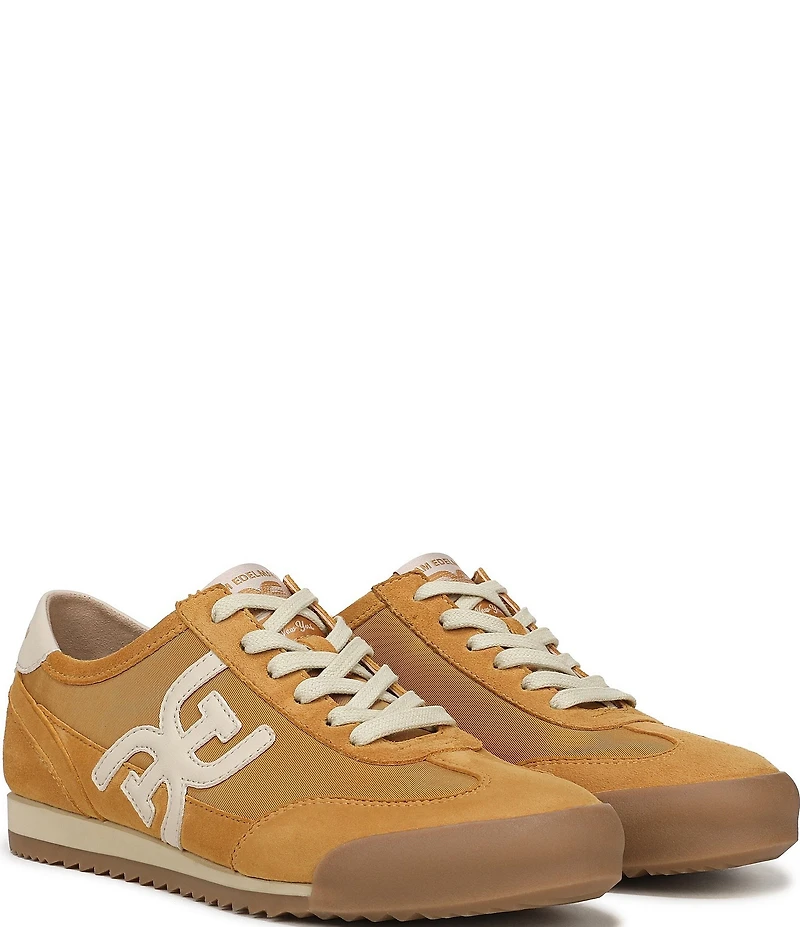 Sam Edelman Ivey Fabric and Suede Double-E Logo Lace Up Sneakers