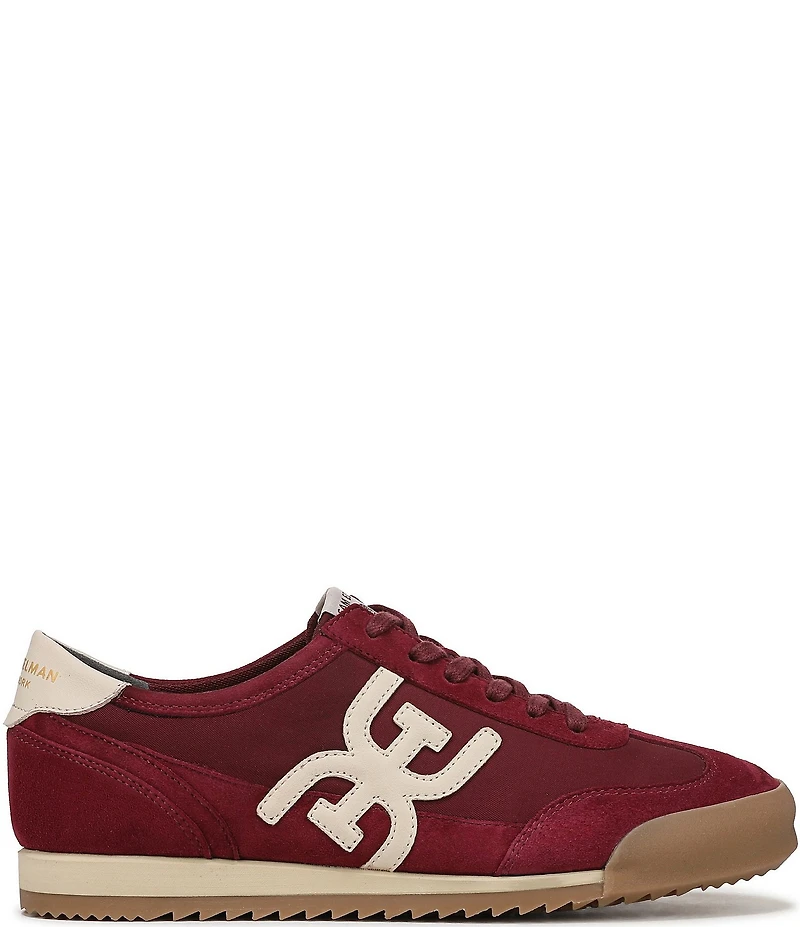Sam Edelman Ivey Fabric and Suede Double-E Logo Lace Up Sneakers
