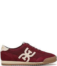 Sam Edelman Ivey Fabric and Suede Double-E Logo Lace Up Sneakers