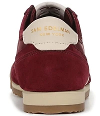 Sam Edelman Ivey Fabric and Suede Double-E Logo Lace Up Sneakers