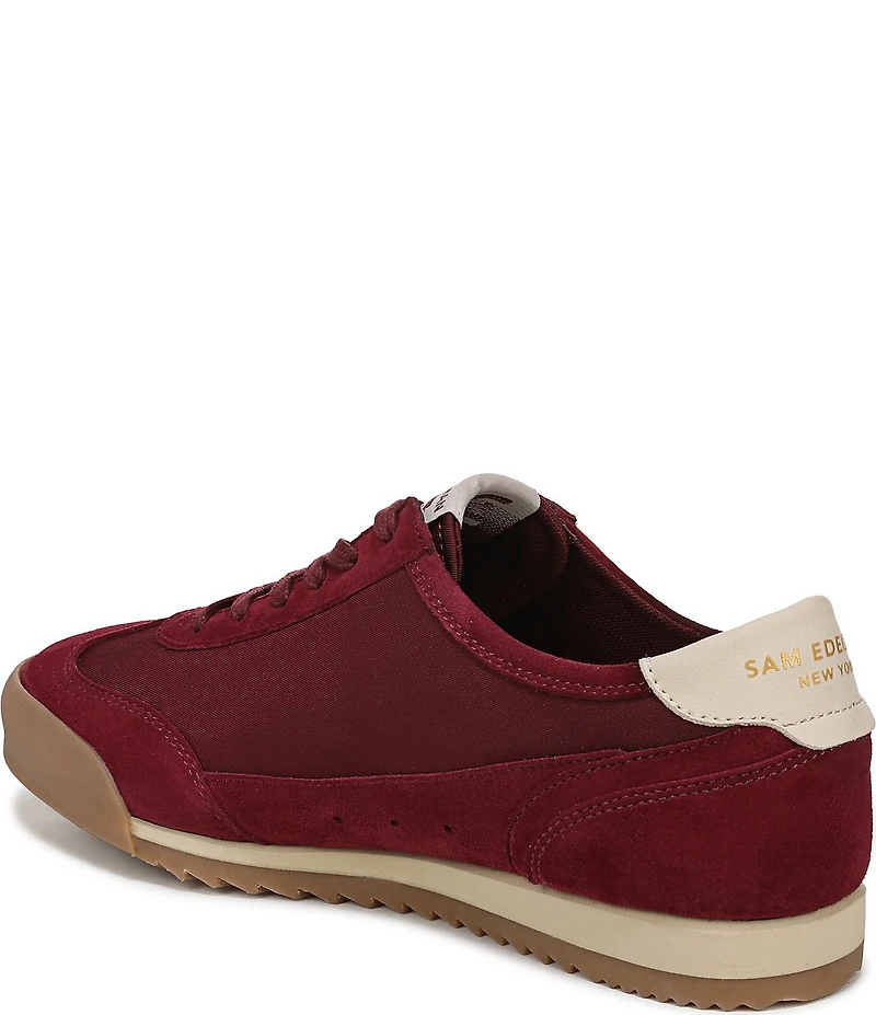 Sam Edelman Ivey Fabric and Suede Double-E Logo Lace Up Sneakers