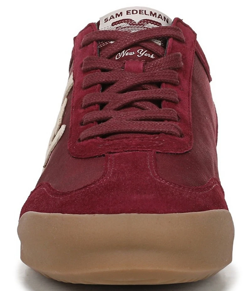 Sam Edelman Ivey Fabric and Suede Double-E Logo Lace Up Sneakers