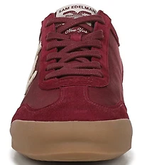 Sam Edelman Ivey Fabric and Suede Double-E Logo Lace Up Sneakers