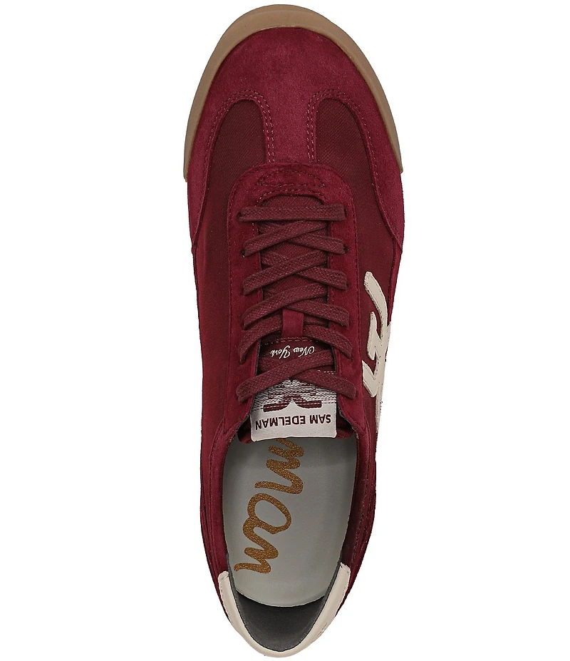 Sam Edelman Ivey Fabric and Suede Double-E Logo Lace Up Sneakers