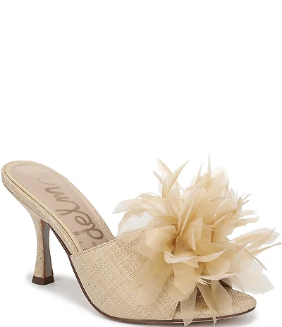 Sam Edelman Jace Raffia Flower Ornamented Dress Slide Sandals