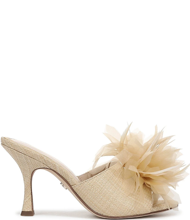 Sam Edelman Jace Raffia Flower Ornamented Dress Slide Sandals