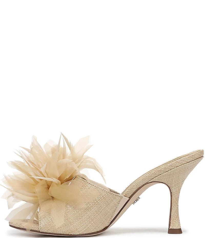 Sam Edelman Jace Raffia Flower Ornamented Dress Slide Sandals