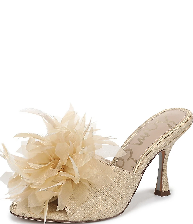 Sam Edelman Jace Raffia Flower Ornamented Dress Slide Sandals