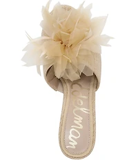 Sam Edelman Jace Raffia Flower Ornamented Dress Slide Sandals