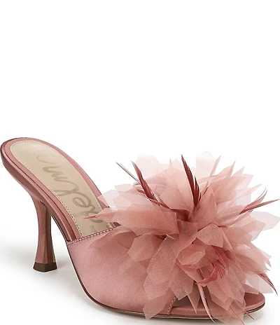 Sam Edelman Jace Satin Flower Ornamented Dress Slide Sandals